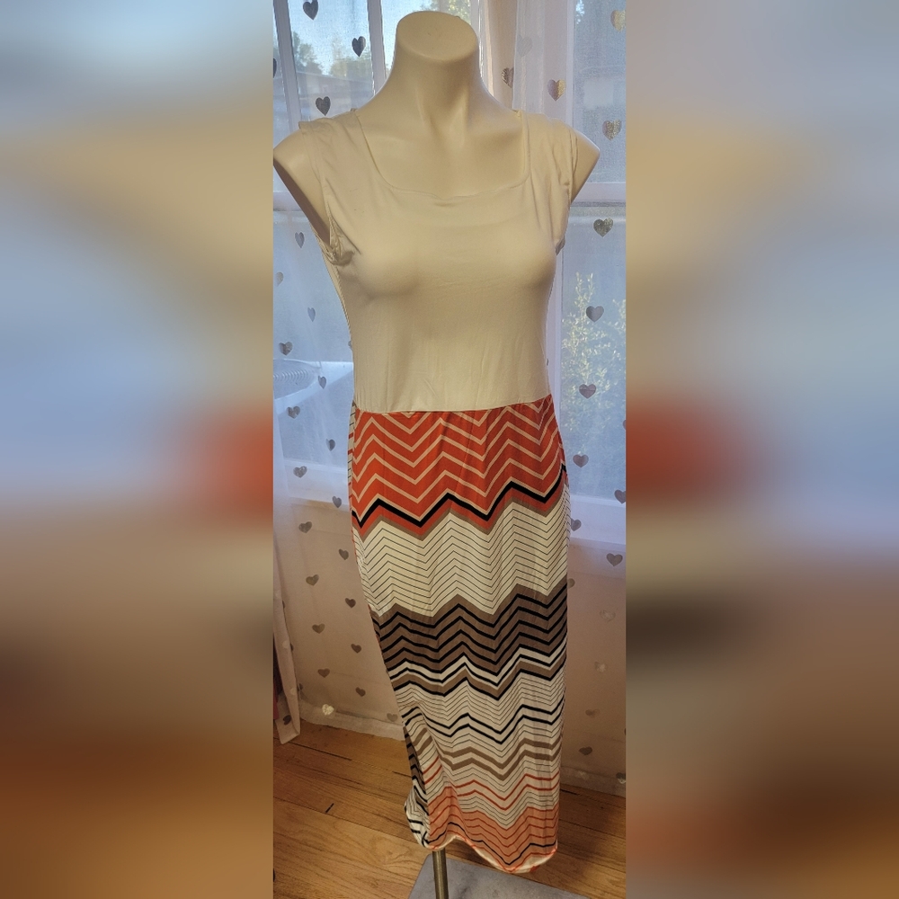 #45 Summer Maxi Dress with Red Black Pattern